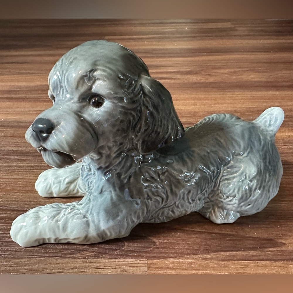 Goebel Poodle Puppy Dog Figurine Gray 9 Inch Ceramic W Germany Vintage